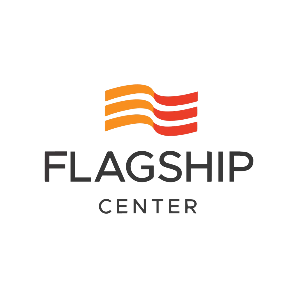 Flagship Center logo with wavy lines above the text, symbolising the flag and sea, also indicating excellence and leadership. Part of DUKA Investment Management Group.