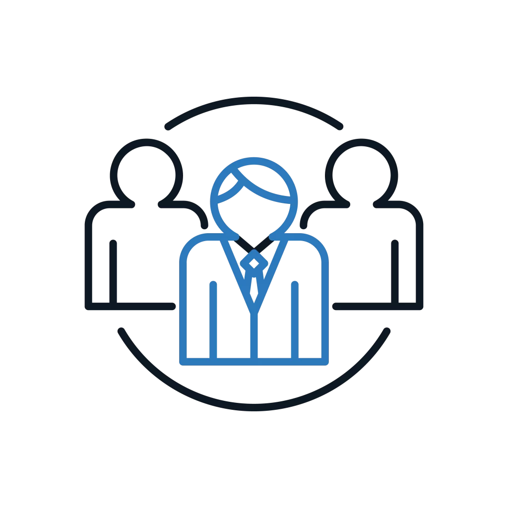 Icon of a professional team with woman and men, symbolising a diverse workplace or team composition at DUKA Investment Management Group.
